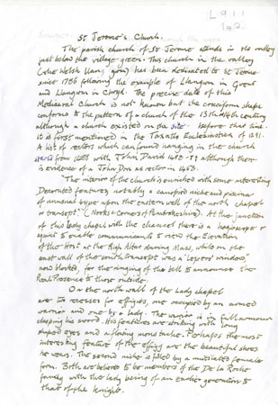 Notes on the History and Features of St Jerome's Church, Llangwm